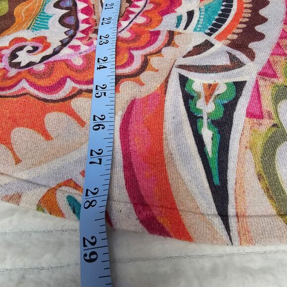 Chico’s Paisley Print Top Size 4 XXL Multicolor Knit Boho Tunic Dopamine Resort - Picture 7 of 9